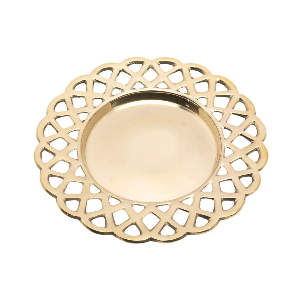 Kerzenteller mit Waffelrand Ø8cm Innen aus Messing Gold Kerzenhalter Dekoteller - Bild 1 von 1