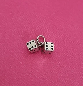 Sterling Silver Dice Lucky Las Vegas Travel Tour Pair Dice 3D Charm 925 USA New - Picture 1 of 7