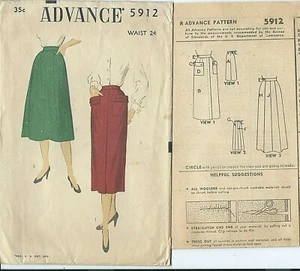 Advance 5912 sewing pattern 50's Classic SKIRTS pockets or gored sew CHIC size 8 - Picture 1 of 1