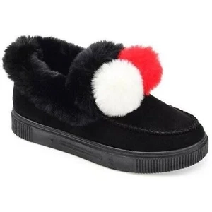 Journee Collection Women's Sunset Faux Fur Lined Slipper Black 7.5 New shoes - Picture 1 of 11