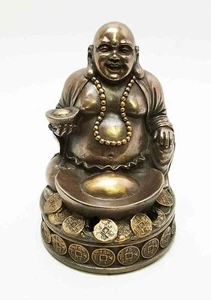 Estatuilla estatua quemador de incienso acabado bronce Buda de la suerte de 4,25 pulgadas Ebros - Imagen 1 de 4