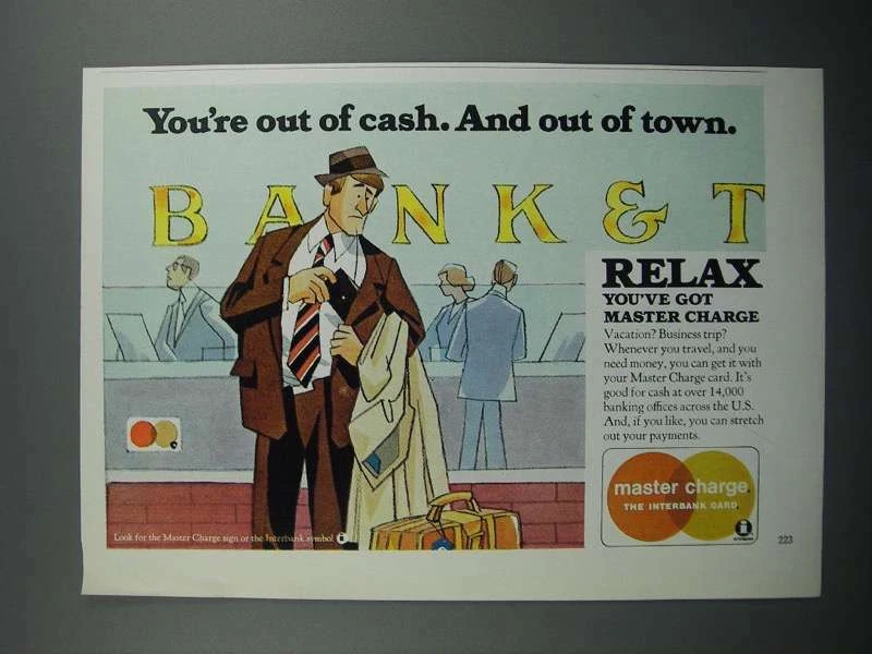 1973 Master Charge Card Ad - You're Out Of Cash - Изображение 1 из 1