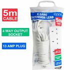 4 WAY 4 GANG EXTENSION LEAD UK MAIN POWER 4 SOCKETS 13A ELECTRICITY CORD PLUG 5M
