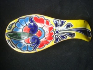 Cuchara, Talavera Mexicana Pintada a Mano Cuchara Reposapiés Arte de Cocina  - Imagen 1 de 4