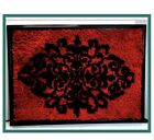 "Tapis à crochet suspendu mural X - grand vintage années 70 design demask rouge noir ArT 29,5"