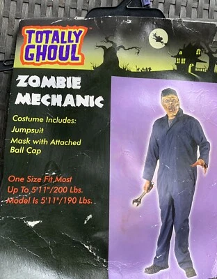 NUEVO Disfraz de Zombie Mecánico Adulto Mono Máscara con Gorra OSFM hasta 5'11" 200 lb Foto 1 de 4