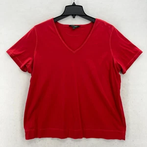 Lauren Ralph Lauren Short Sleeve T-Shirt Women's 2X Red V-Neck Preppy Capsule - Picture 1 of 12