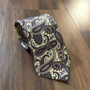 Vintage English Leather Cravats All Silk Paisley Style Formal Tie Cream Red Blue - Picture 1 of 8