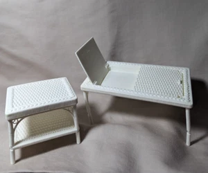 Mattel Barbie Dollhouse 1983 Dream House WHITE WICKER COFFEE TABLE Furniture - Picture 1 of 11