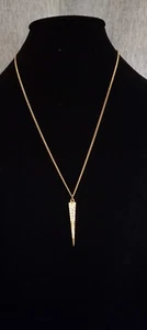 Guess Gold Tone 22in Necklace W/triangle Pendant Rhinestones - Picture 1 of 10