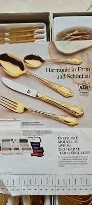  Bestecke 24 Karat vergoldet  12 Pers , komplett incl. Kaffee und Vorlagesets - Bild 1 von 4
