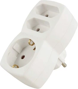Conector adaptador 1x contacto de protección y 2x euros, conector de transición blanco, McPower - Imagen 1 de 1