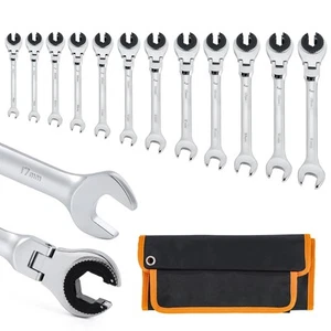 8-19mm Ratcheting Wrench Set with Open Flex-head 12 Pcs Metric Ratcheting Tub... - Picture 1 of 6