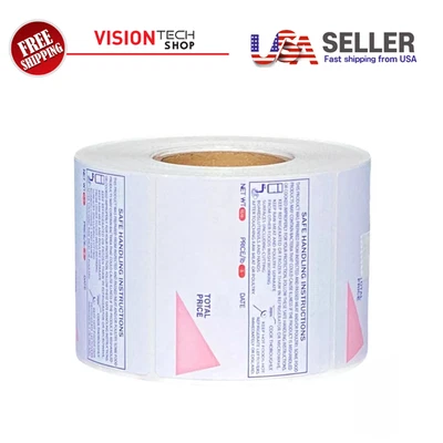 VisionTechShop ISHIDA 1848 Label, 64mm x 59mm, 625 Per Roll, 12 Rolls/Box