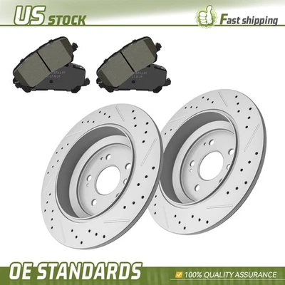 Задние дисковые диски + тормозные колодки Cerami для Honda Ridgeline Passport 2019–2025 годов выпуска - Изображение 1 из 4