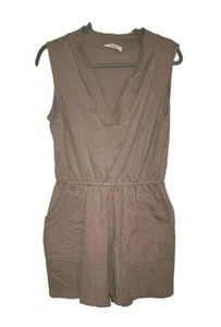 Zenana Romper Sleeveless V-neck Tan Brown Pockets Sz XL Comfy, Preppy, Shorts - Picture 1 of 6