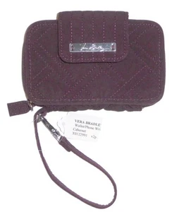 VERA BRADLEY Cabernet PORTAFOGLIO TELEFONO TRAPUNTATO DA POLSO con cerniera come nuovo! - Foto 1 di 3