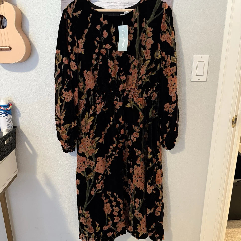 COLDWATER CREEK Floral Burnout Terciopelo Otoño Hada Romántico Caprichoso 16P Boho Foto 1 de 4