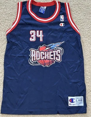 Camiseta De Colección Hakeem Olajuwon Campeón NBA Houston Rockets #34 Talla Juvenil Grande Foto 1 de 4