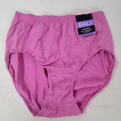 Ropa interior para mujer Bali bragas microfibra calzoncillo talla 10/11 #803J rayas moradas Foto 1 de 3