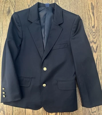 Rugged Bear Boys Navy wool blazer with gold buttons Size 12 - Image 1 of 3