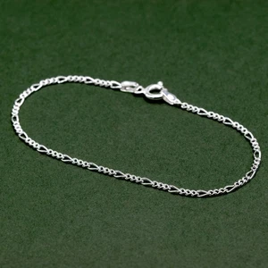 Echt 925 Sterling Silber 1,9 mm Diamantschliff Figarokette 8,5", 10" Fußkettchen - Bild 1 von 5