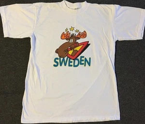 Vtg 90s Sweden Moose Shirt S Cartoon Funny Nature Bullwinkle Skate Grunge 80s - Picture 1 of 8