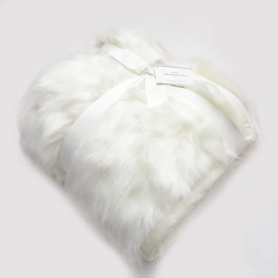 Pottery Barn Faux Fur Rabbit Throw Ivory Cream Blanket 50"x60" New - Image 1 of 4