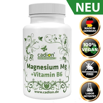 CADION OPTIMALE NAHRUNGSERGÄNZUNG Magnesium Kapseln mit reinem Tri-Magnesiumdicitrat + Vitamin B6 I PUR I VEGAN