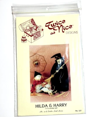 Twice As Nice pattern no.127 Hilda & Harry witch scarecrow Halloween fall dolls - Image 1 of 4