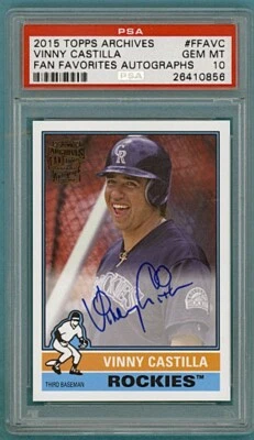 2015 Topps Archives Vinny Castilla Fan Favorites Auto #FFAVC ¡PSA 10! POP 3! Foto 1 de 2