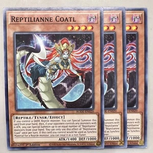 Yugioh! 3x Reptilianne Coatl BODE-EN020 Common 1st Ed NM - Picture 1 of 1
