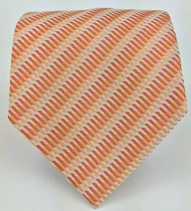 Paolo Davide handgefertigte Herrenkrawatte gewebte Seide - gestreift orange weiß 57 1/8" L - Bild 1 von 12