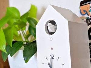 Cuckoo Clock MJ-CCWS1 (White) – Bellows Sound, Modern Minimalist Design, Japan - Picture 1 of 10