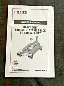 Allied Bedienungsanleitung für Modell 45435 Schwerlast hydraulischer Service Wagenheber - Bild 1 von 2
