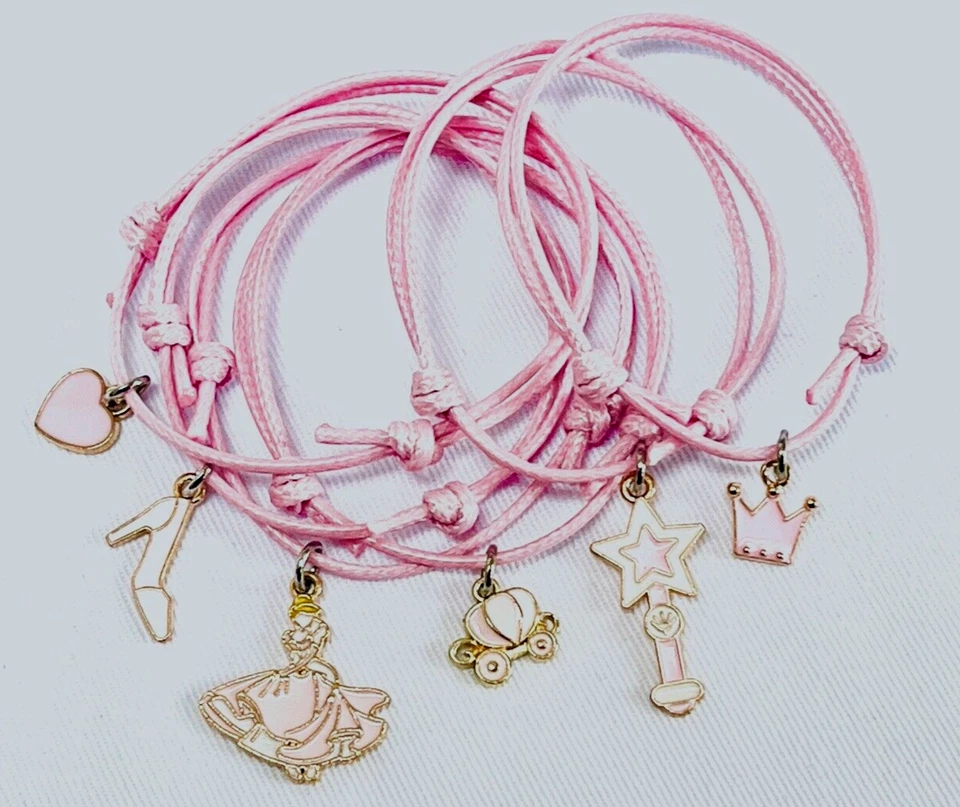 6 PULSERAS AMISTAD TEMA CENICIENTA DISNEY BOLSA DE FIESTA RELLENO FAVOR, PREMIOS Foto 1 de 1