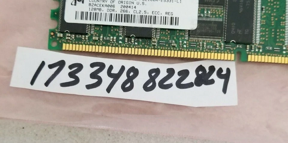 128MB 1RX8  DDR 266 CL2.5  PC2100r 184-PIN ECC REGISTERED DIMM SINGLE RANK  16x8 - Image 1 of 1