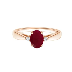 Oval 1 Ctw Ruby Gemstone 925 Sterling Silver Solitaire Women Wedding Ring - Picture 1 of 8