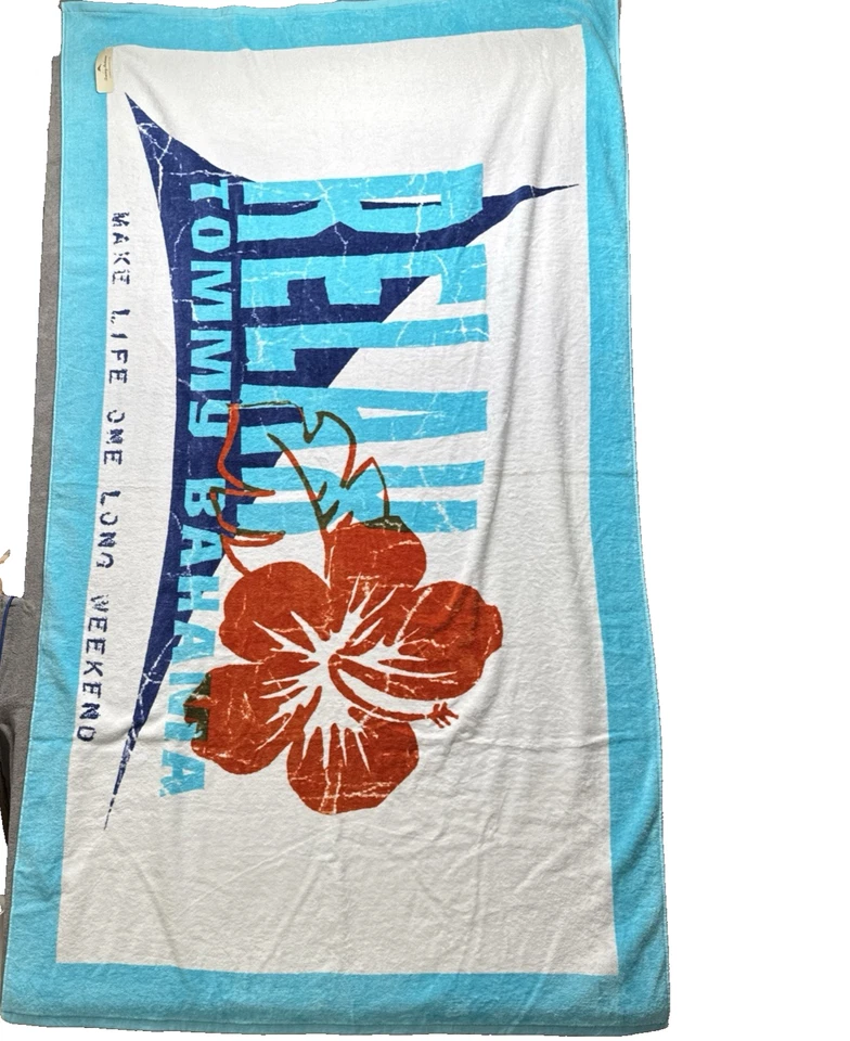 Tommy Bahama “Relax Make Life One Long Weekend” Beach Towel Hibiscus - Image 1 of 4