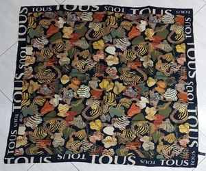 Bandana Scarf TOUS Zebra Print Black M.Color Silk 30" Authentic Vintage  - Picture 1 of 5