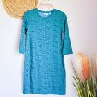 Boden, New, Teal Ditsy Floral T-Shirt Casual Lounge Athleisure Knit Dress Size 4
