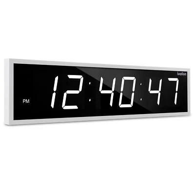Ivation 24" Large Digital Clock, 6-Level Brightness, LED Wall Clock, White - Image 1 of 4