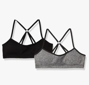 Hanes Big Girls Racerback 2-Pack Bra, (Bulk Lot Of 17) Grey and Black. - Picture 1 of 3