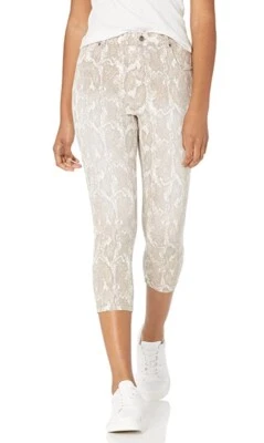 Leggings capri de mezclilla de tiro alto HUE para mujer - topo - pitón descolorida - nuevos con etiquetas - medianos Foto 1 de 4