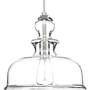 Progress Lighting Staunton Collection 1Light Brushed Nickel Pendant wClear Glass - Picture 1 of 10