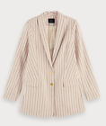 SCOTCH AND SODA Blush Pink Pinstripe Longer Length Cotton Blazer L UK 12/14 £199