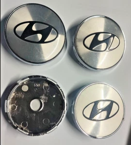 Hyundai Chrome Alloy Wheel Hub Centre Cap Set Center Caps 60mm Set OF 4 - Picture 1 of 2