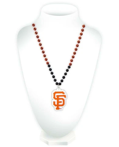 San Francisco Giants Mardi Gras Beads with Medallion Necklace [NEW] MLB Jewelry Cover