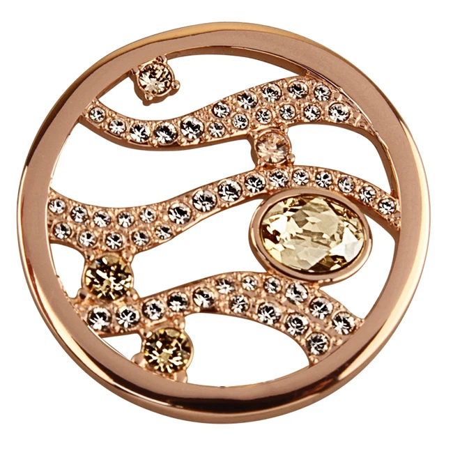 Quoins QMOK-13L-R-PC large Ocean Wave Münzen Damen Edelstahl rose & Steinen neu - Bild 1 von 1