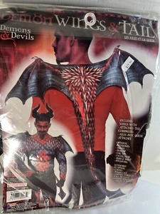 Demon Wings Tail Set Sublimated Black Red Costume Accessory Adult Teen Cosplay - Imagen 1 de 6